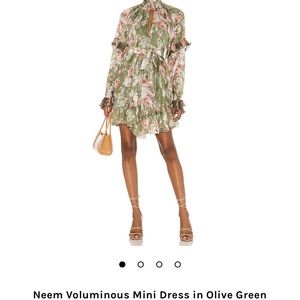 Voluminous mini olive dress